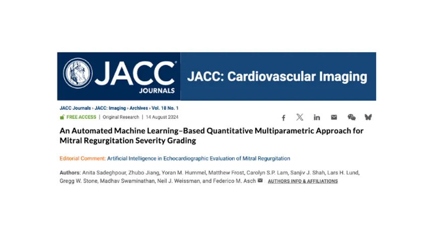 Fully automated AI for mitral regurgitation severity grading