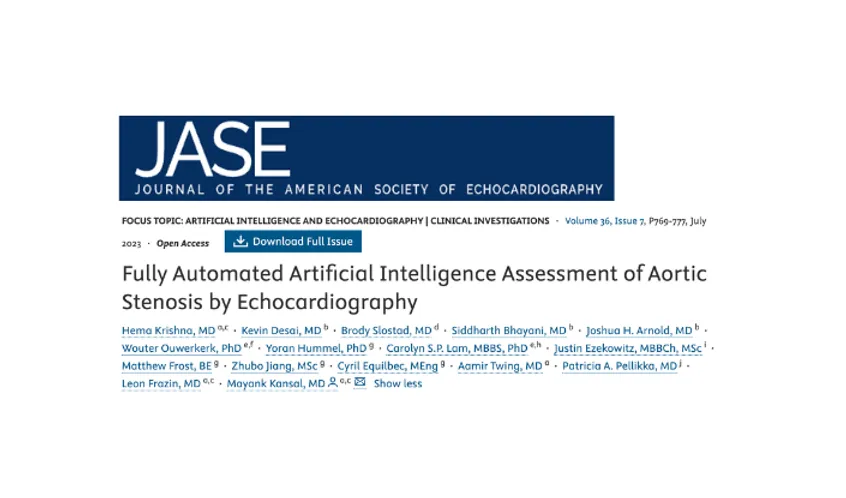 Aortic Stenosis AI Echo Assessment