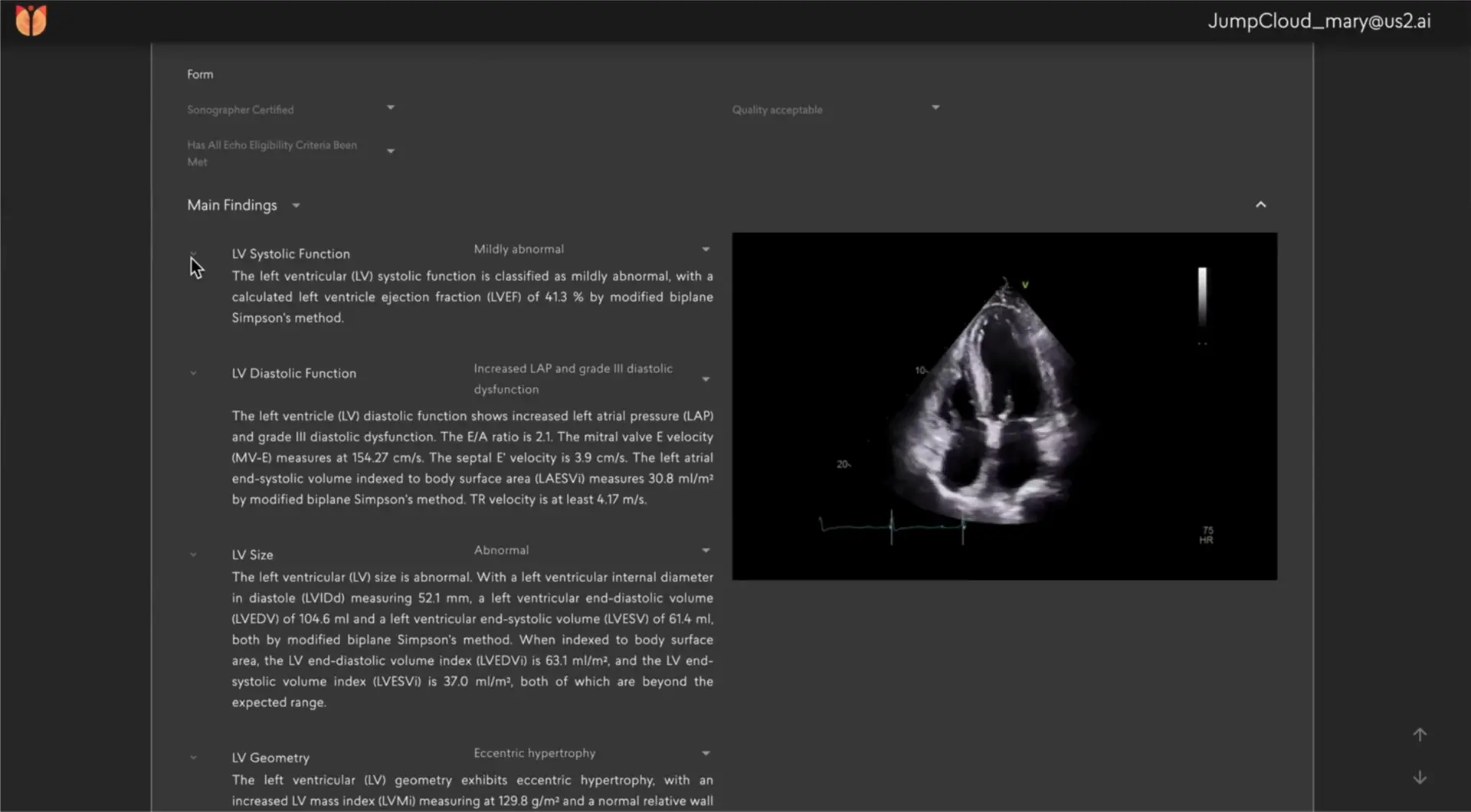 Us2.ai guideline-referenced findings inside the reporting workflow